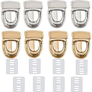 Trankielo - Tuck lock sluiting portemonnee duimgreep 8 stuks - metalen tuck lock gesp voor tassen - handtas sluitingen voor DIY portemonnees