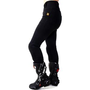 Motogirl Ribbed knee motorlegging AA-keur Level 2 dames motorbroek - zwart - Maat 42 /SHORT