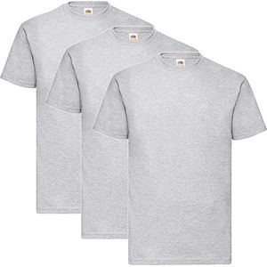 3 Pack Shirts Fruit of the Loom Ronde Hals Heather Grey Maat XXL Valueweight