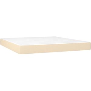 vidaXL Boxspring - Crèmekleurig - 160x200 cm Boxspringbed - Creme Kleur - 160x200 Cm - Verstelbare Hoofdbord - Pocketvering Matras