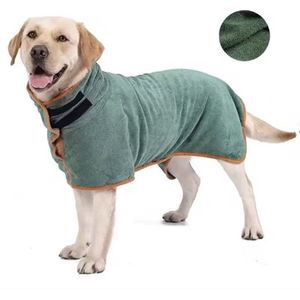 Hondenbadjas - Maat L Ruglengte tot 60 cm - Droogdeken Hond - Hondenhanddoek van zachte badstof - Drooghanddoek hond - Kleur: Grijs - Hondendroogjas met buikflap - Absorberende hondenhanddoek microvezel - Sneldrogende hondenjas - Hondenkleding