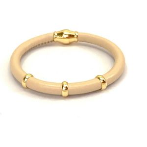 Jolla - dames  armband zilver - goudkleurig - leer - magneetsluiting - bedels - Single Gold - Vanille