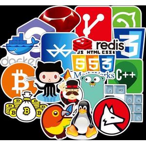 108 coole laptop stickers ICT developer programmer Java C++ Php Docker Github