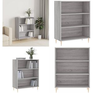 vidaXL Boekenkast 69,5x32,5x90 cm bewerkt hout grijs sonoma eikenkleur - Boekenkast - Boekenkasten - Boeken Plank - Schappenkast