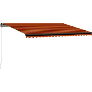 The Living Store Uittrekbare Luifel - 500x300 cm - Waterbestendig - Anti-UV - Oranje/Bruine stof - Grijs frame