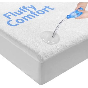 Fluffy Comfort Waterdichte Molton 200x220 - 250GSM - Luxueus en Super Zacht - Superzacht Donsgevoel - Ademend - Antibacteriëel - Rondom Elastiek - Waterdicht Fluffy Comfort Matras Beschermer Incontinentie Matrasbeschermer - Extra dik - 200 x 220cm