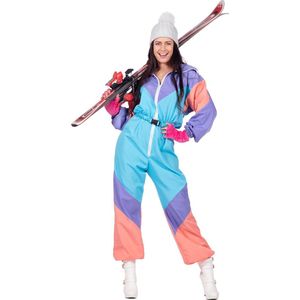 Wilbers & Wilbers - Jaren 80 & 90 Kostuum - Fout 80s Ski-Pak - Vrouw - Blauw, Roze - Maat 44 - Carnavalskleding - Verkleedkleding