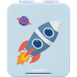 Goedgemerkt - Broodtrommel - Vershouddoos - Lichtblauw - Raket - Lunchbox voor kinderen, brooddoos kind