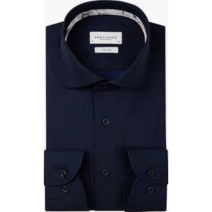 Profuomo slim fit heren overhemd - twill - donkerblauw - Strijkvriendelijk - Boordmaat: 43