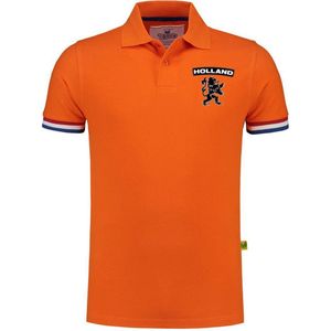 Luxe Holland supporter poloshirt oranje met leeuw op borst 200 grams voor heren tijdens EK / WK S