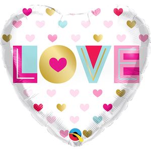 Qualatex - Folieballon Love Hartjes Hartvorm Meerkleurig 46 cm