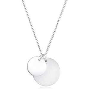 Elli Halsketting Dames Erfenisketting Cirkel Duo Geborsteld in 925 Sterling Zilver