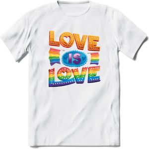 Love Is Love | Pride T-Shirt | Grappig LHBTIQ+ / LGBTQ / Gay / Homo / Lesbi Cadeau Shirt | Dames - Heren - Unisex | Tshirt Kleding Kado | - Wit - L