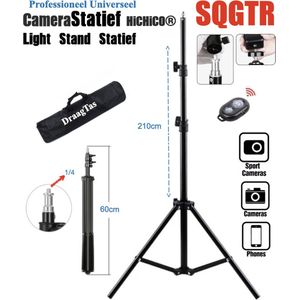 Professionele Universele Camerastatief 200cm Inclusief Draag Tas, Bluetooth Afstandsbediening - Light Stand - Foto Studio - Studio Lampen - Softbox Stand- Schroefdiameter: 1/4 Inch HiCHiCO®