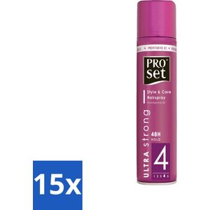Proset - Haarspray - Ultra Sterk - 48 uur Werking - 250 ml - Bulkverpakking - 15 stuks