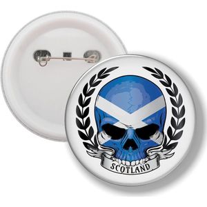 Button Met Speld - Schedel Vlag Schotland