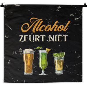 Wandkleed - Wanddoek - Alcohol - Drank - Glazen - 60x60 cm - Wandtapijt - Cadeau voor vrouw - Cadeau voor man