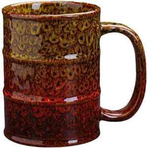 Grote keramische koffiemok met handvat, 600 ml, vintage theebeker, espressokopjes, kopjes voor kantoor en thuis, uniek cadeau voor mannen en vrouwen, geel rood