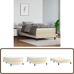 vidaXL Bedframe - Kunstleer - Crème - 90x190 cm Boxspring Frame - Kunstleder Bed - Creme Kleur - Eenpersoons Bed - Boxspring