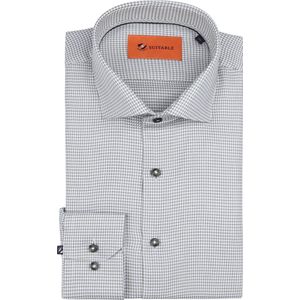 Suitable - Overhemd Print Groen - Heren - Maat 38 - Slim-fit
