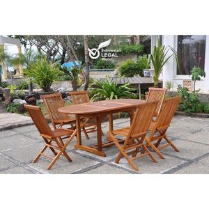 Concept-U - Oilé Teak Garden Furniture 6 personen - Ovale tafel + 6 stoelen LUBOK