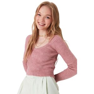 Trendyol Marineblauwe Cropped Basic Gebreide Trui Met Zachte Textuur Twoaw22Kz1453
