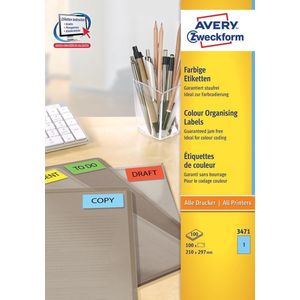 Huismerk Avery 3471 Gekleurde Etiket 210x297mm Blauw