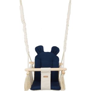 Baby Schommel - Hout - Crème Marine Blauw - Tot 20 Kg