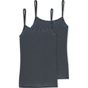 SCHIESSER Modal Essentials singlet (2-pack) - dames hemd met spaghettibandjes nachtblauw - Maat: 42