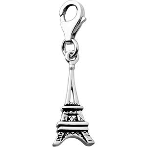 Quiges – Charm – Hanger - Eiffeltoren - Verzilverd - karabijnslot - geschikt - voor - Zinzi, Thomas – Sabo - Ti Sento - Bedelarmband - QHC027
