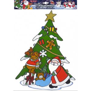 Kerst raamstickers kerstman/rendier plaatjes 40 cm - Raamdecoratie kerst - Kinder kerststickers