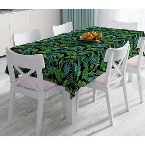 Tafelkleed 135x260 - Bedrukt Velvet textiel - Palmbladeren - Fluweel - De Groen Home