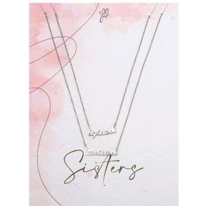 Yehwang - Ketting - Sisters - Big Sister - Little Sister - Heart - Hartje - Necklace - Zilverkleurig - Stainless Steel - Nikkelvrij