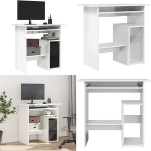 vidaXL Bureau 80x45x74 cm bewerkt hout hoogglans wit - Bureau - Bureaus - Tafel - Tafels