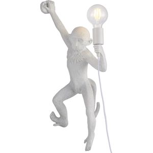 Hype it aap lamp wandlamp binnen - Rechts hangende lamp aap - 60 x 30 cm - Wandlamp kinderkamer - Wandlamp Slaapkamer - E27 - Wit