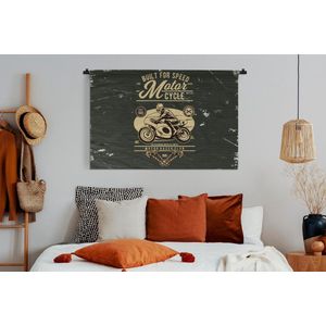 Wandkleed - Wanddoek - Motorfiets - Retro - Letters - 120x80 cm - Wandtapijt