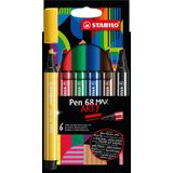 STABILO Pen 68 MAX - ARTY – Premium Viltstift Met Dikke Beitelpunt - Etui Met 6 Stuks – Met 6 Verschillende Kleuren