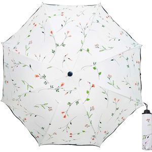 Ibenzoa® Compacte Paraplu met UV-bescherming en Elegant Bloemenpatroon voor Dames