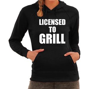 Licensed to grill bbq / barbecue hoodie zwart - cadeau sweater met capuchon voor dames - verjaardag / moederdag kado XS
