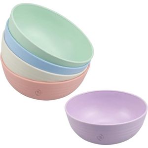 Equivera oliebollenschaal - Jaarwisseling - Set van 5 Herbruikbare Plastic Schalen - Breukvast en Lichtgewicht - Voor Soepen, Pasta, Rijst, Ontbijtgranen (Multicolor)