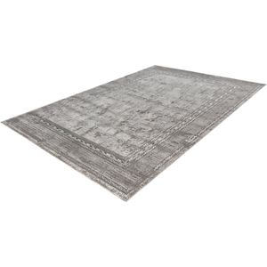 Lalee Marmaris Vloerkleed Superzacht Shiny 3D effect Marmerlook betonlook Tapijt laag polig Karpet maat 80x300 loper Zilver grijs