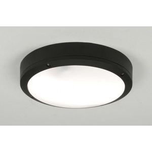 Lumidora Plafondlamp 30763 - E27 - 6.0 Watt - 470 Lumen - 2700 Kelvin - Zwart - Kunststof - Buitenlamp - IP54 - Met Sensor - ⌀ 27 cm