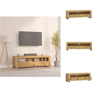 vidaXL TV-meubel Massief Teakhout - Zijkast met schap en 3 lades - Stevig blad - Afmetingen- 110 x 30 x 35 cm (B x D x H) - Kast