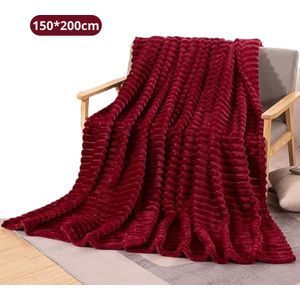 Nivard Knuffeldeken - Pluche - Deken - Wollen - Dekentje - Fleece - Plaid - Bank Deken - 2 Persoons Groot - Rood