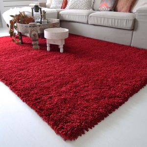 Hoogpolig vloerkleed shaggy Royal 5cm hoogte - rood 60x110 cm