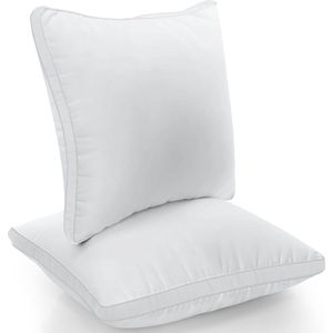 Hoofdkussen (set van 2), 45 x 45 cm slaapkussen, geborstelde stof, bedkussen, premium kwaliteit, zacht en ademend kussen (wit)