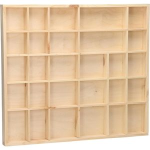 Houten letterbak rechthoek groot - L 45 CM x B 40 CM x D 3,2 CM - 28 Compartimenten