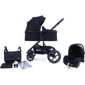 Pixini NEYLA 3 in 1 Wandelwagen, Trio, Kind, Autostoel, Accessoires (Zwart/Zwart)