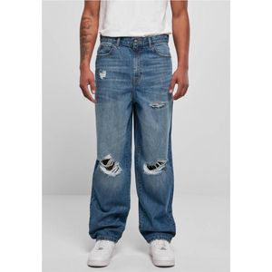 Urban Classics - Distressed 90?s Jeans mid deepblue destroyed washed Broek rechte pijpen - Taille, 34 inch - Blauw