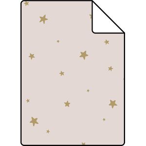Proefstaal ESTAhome behang sterretjes oudroze en goud - 26,5 x 21 cm - 139260-S